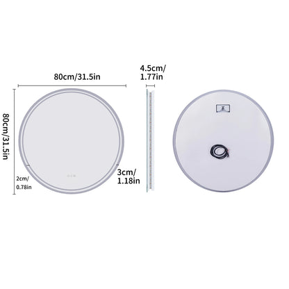 LuvoRound | Rundes LED-Badezimmerspiegel | Antibeschlag & Dimmbarer Touchscreen