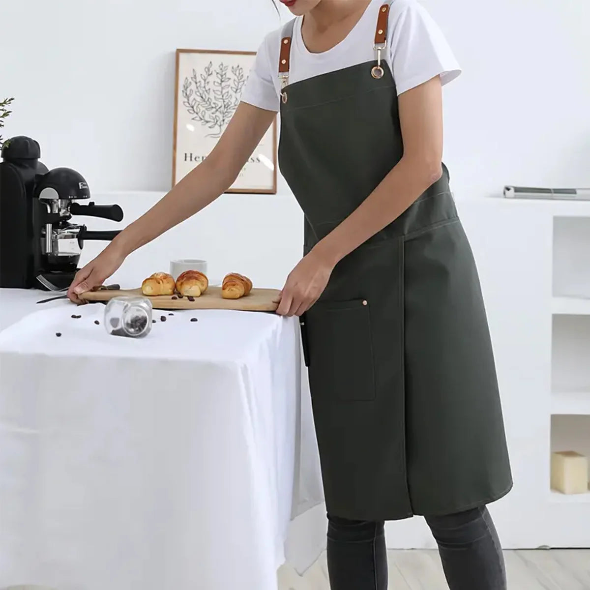 WorkEase | Waterproof Canvas Apron | Split Skirt Design with Pockets