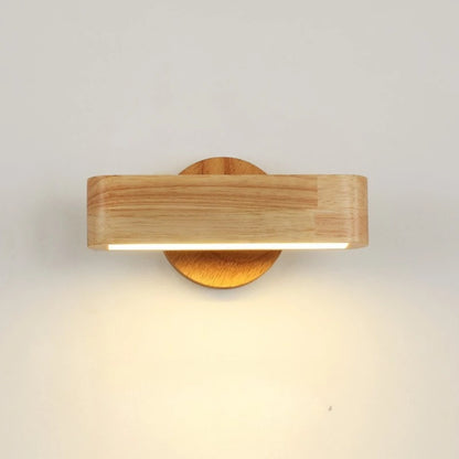 Lampă de perete rotativă | Design japonez din lemn masiv și aluminiu