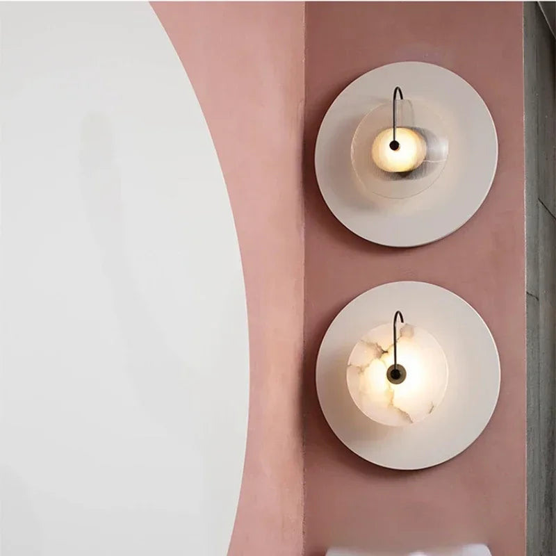 Nordic Marble Moon Wall Sconce | Modern LED Bedside Light