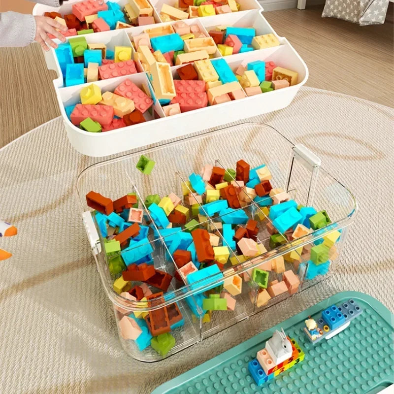 Plastic Lego Storage Box | Building Block Organizer with Sorting Compartments – Kids Puzzle & Toy Storage Container