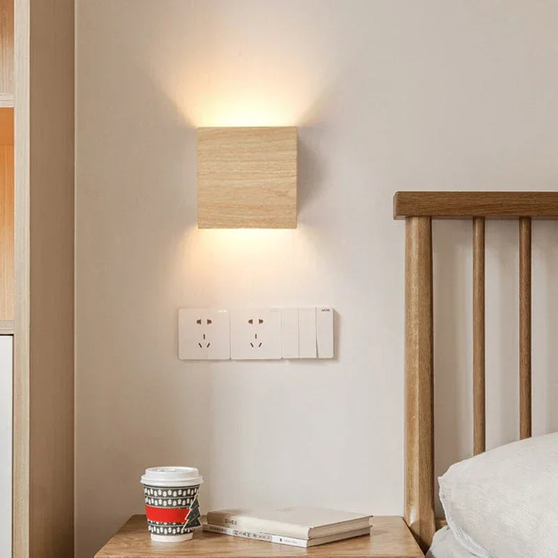 Nordic LED Wall Lamp | Minimalist Wood-Grain Sconce