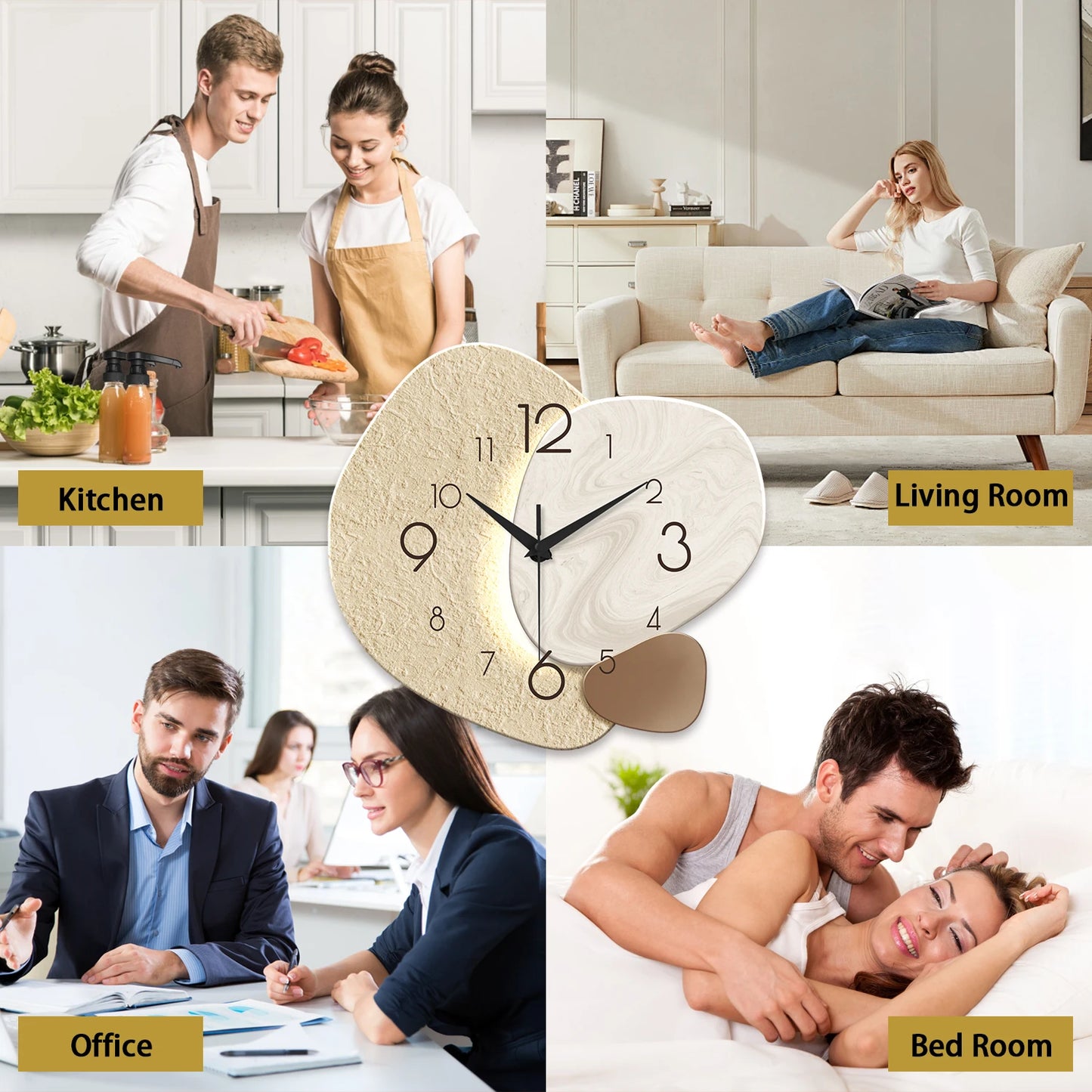 TempoStone | Orologio da Parete Moderno e Semplice | Design Silenzioso al Quarzo