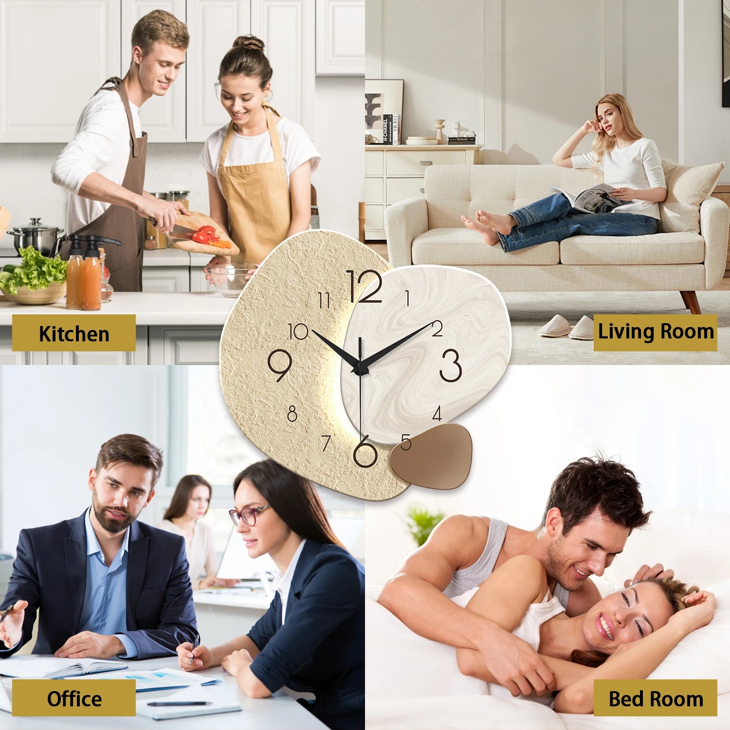 TempoStone | Modern Simple Wall Clock | Silent Quartz Design