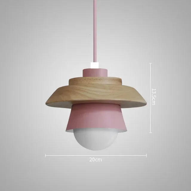 Nordic Wood Pendant Light | Colourful Macaron Design