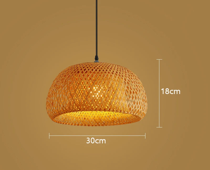 Natural Bamboo Pendant Lamp | Handwoven Rattan Light Fixture