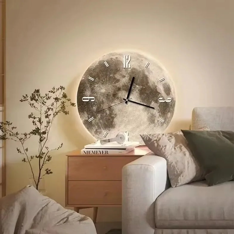 Lunar LED Wall Clock | Illuminated Moon Design