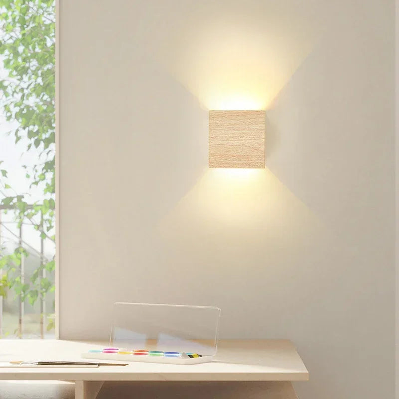 Nordic LED Wall Lamp | Minimalist Wood-Grain Sconce