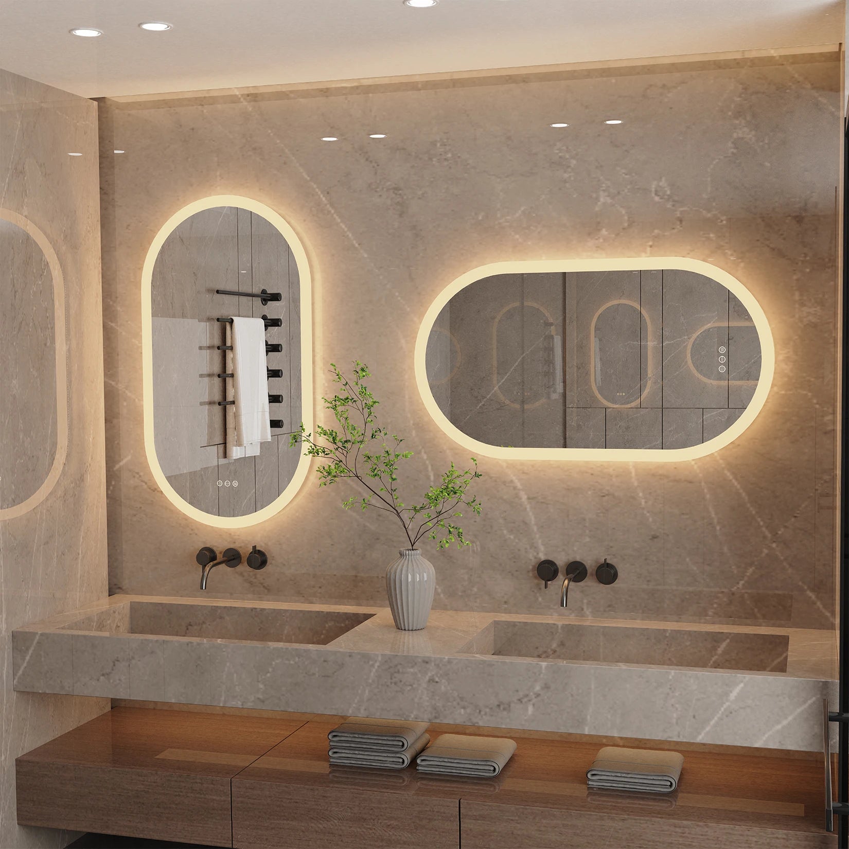 LumoOval | Oval LED Bathroom Mirror | Anti-Fog & Dimmable Backlit Design