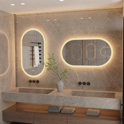 LumoOval | Espejo de baño ovalado LED | Diseño retroiluminado antiniebla y regulable