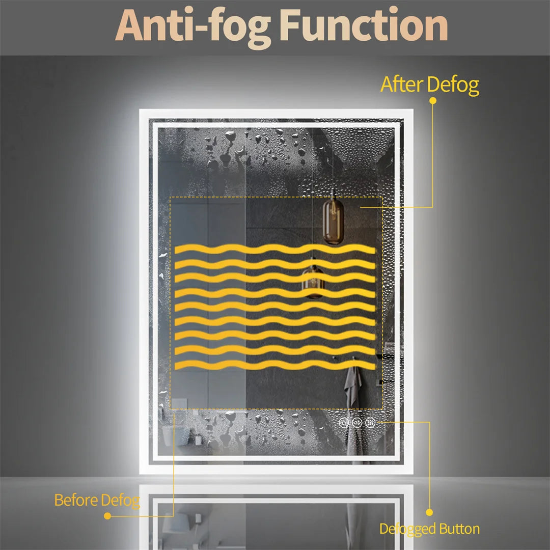 LuvoGlow | LED Bathroom Mirror | Frameless Dimmable with Anti-Fog