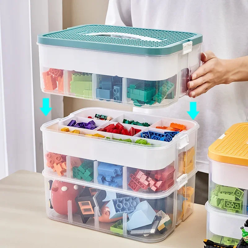 Plastic Lego Storage Box | Building Block Organizer with Sorting Compartments – Kids Puzzle & Toy Storage Container