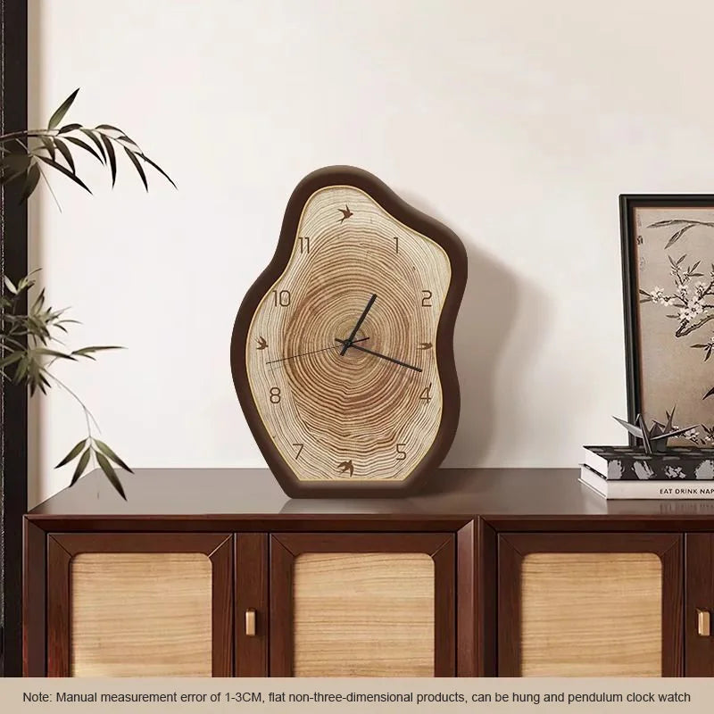 Rustic Annual Ring Clock | Natural Wood-Inspired Design