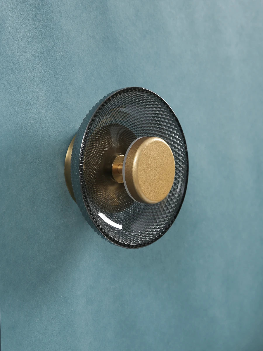 Modern Coloured Glass Wall Lamp | Textured LED Disc Light