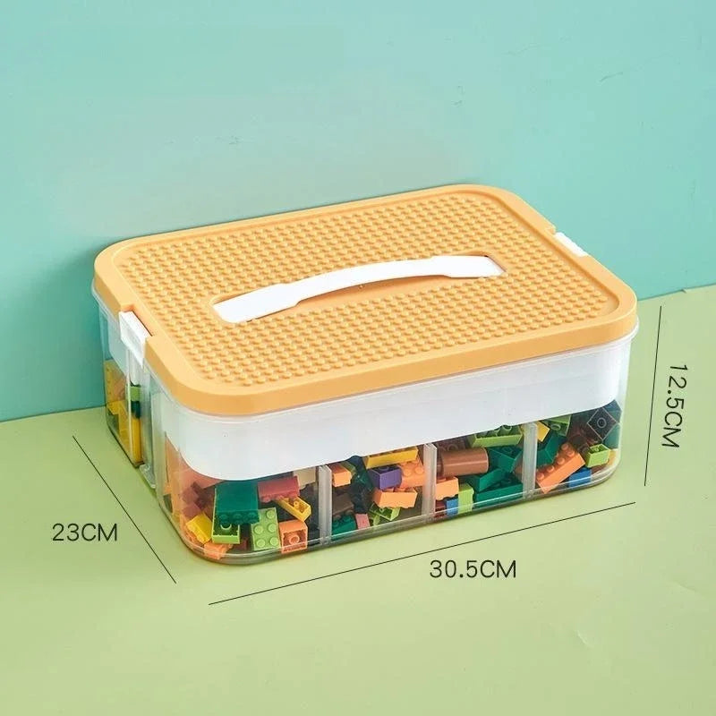 Plastic Lego Storage Box | Building Block Organizer with Sorting Compartments – Kids Puzzle & Toy Storage Container