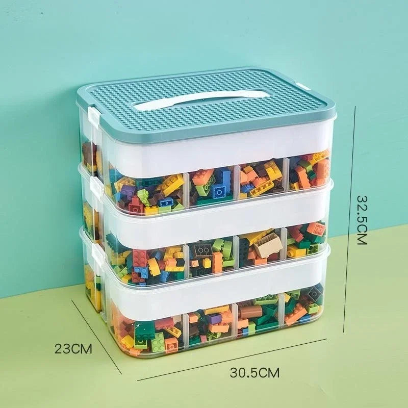 Plastic Lego Storage Box | Building Block Organizer with Sorting Compartments – Kids Puzzle & Toy Storage Container