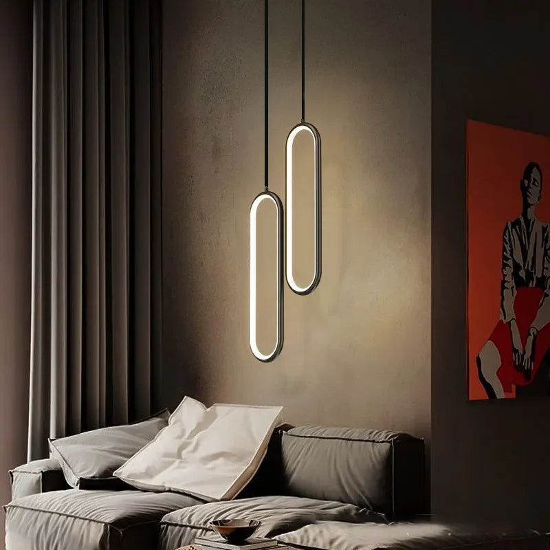 Modern Minimalist LED Pendant Light | Gold & Black Hanging Lamp for Bedroom, Dining & Living Spaces