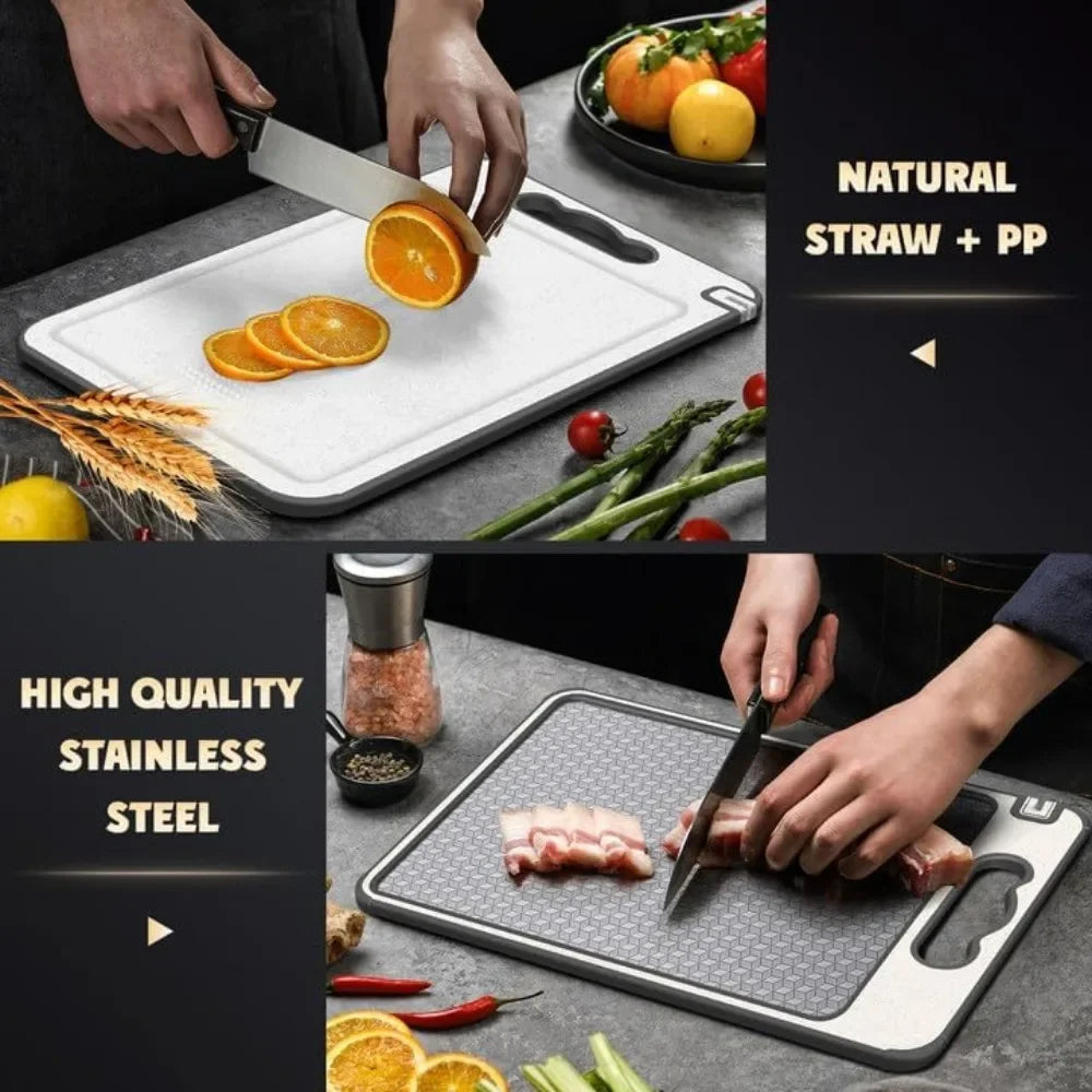 Stainless Steel Cutting Board | Double-Sided Scratch-Resistant Kitchen Board with Anti-Slip Silicone Edges