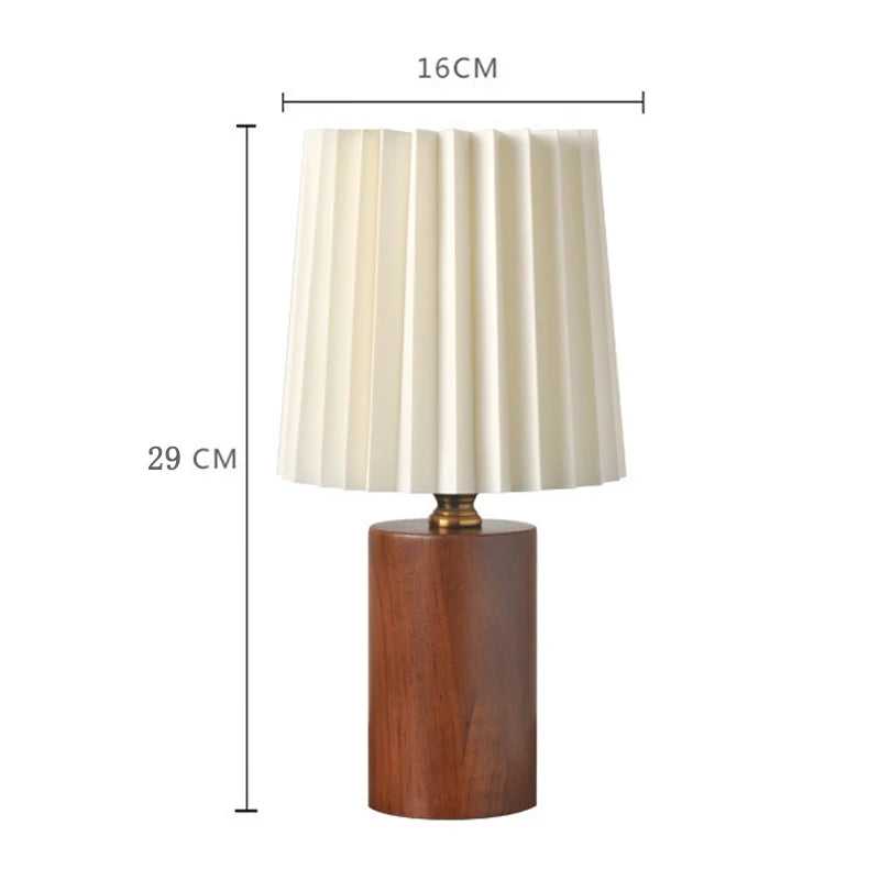 Medieval Pleated Table Lamp | Nordic Wood Base Design