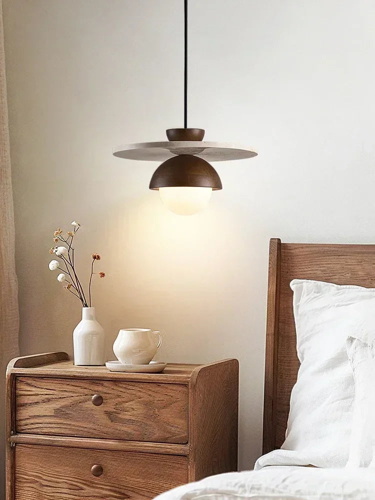 Dänemark Pendelleuchte | LED-Kronleuchter aus Walnuss und Stein