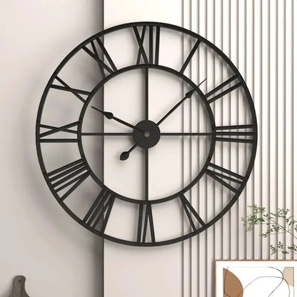 Reloj de Pared Moderno 3D de Metal | Diseño Grande con Números Romanos