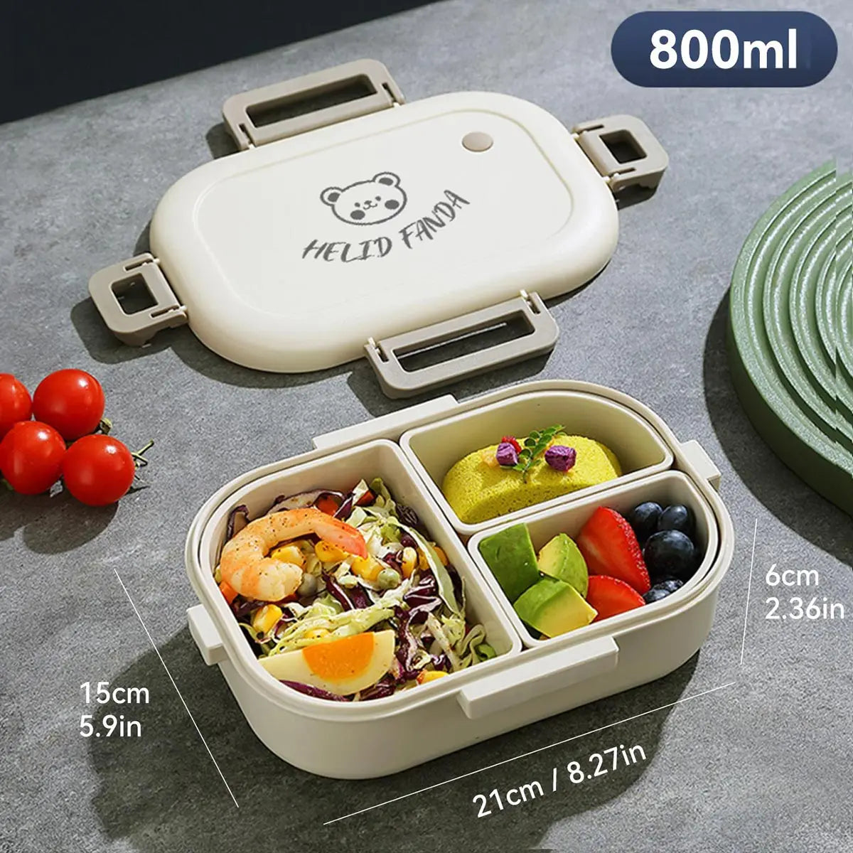 FreshMate | Portable Bento Lunch Box | Leak-Proof with 3 Compartments