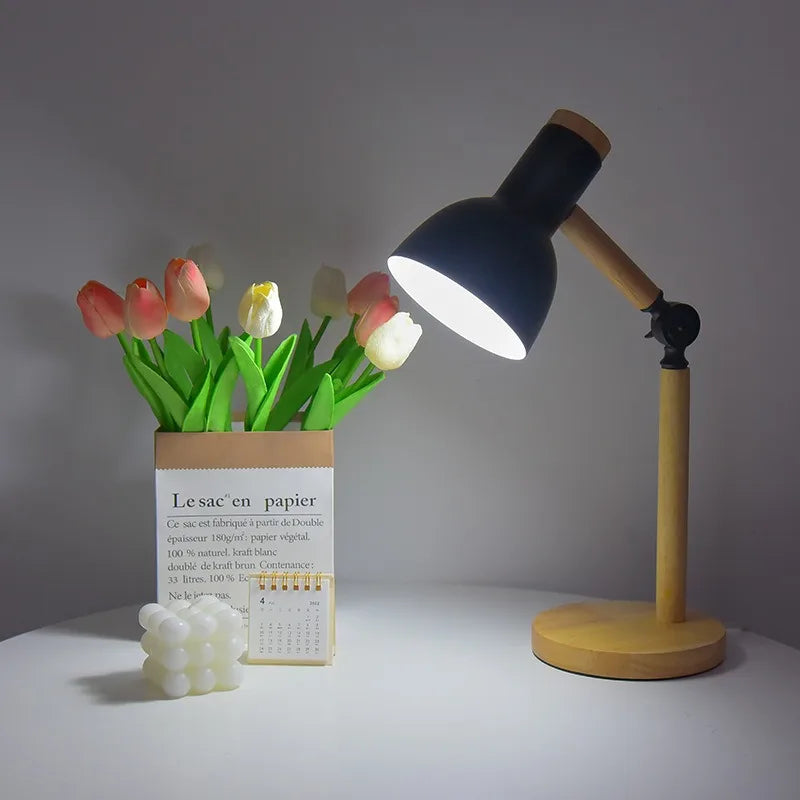 Nordic Wooden Desk Lamp | Adjustable Modern Table Light
