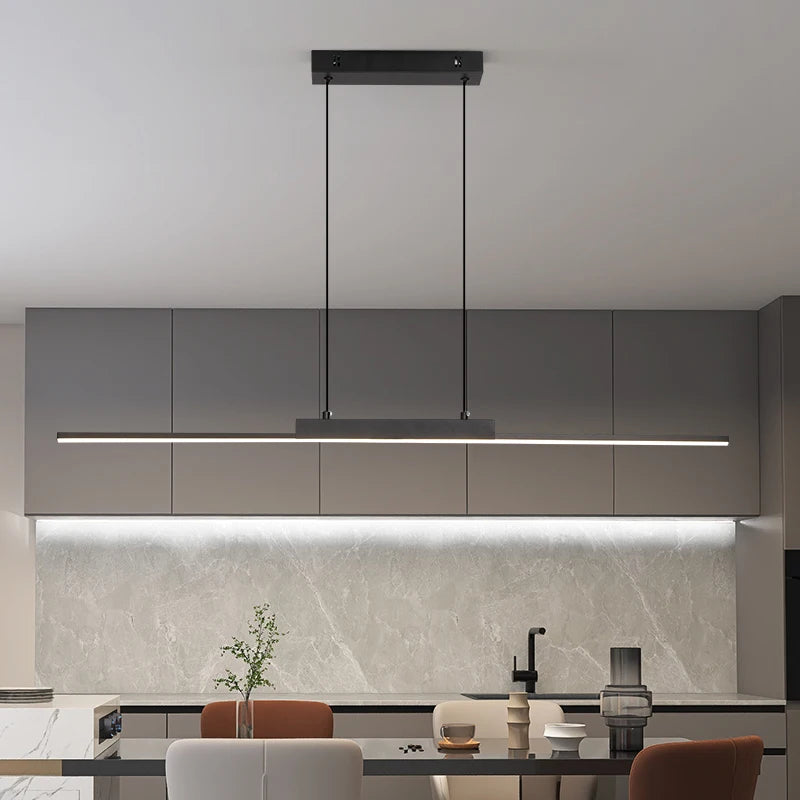 Modern Linear Dining Pendant Light | Minimalist LED Chandelier for Kitchen & Living Spaces