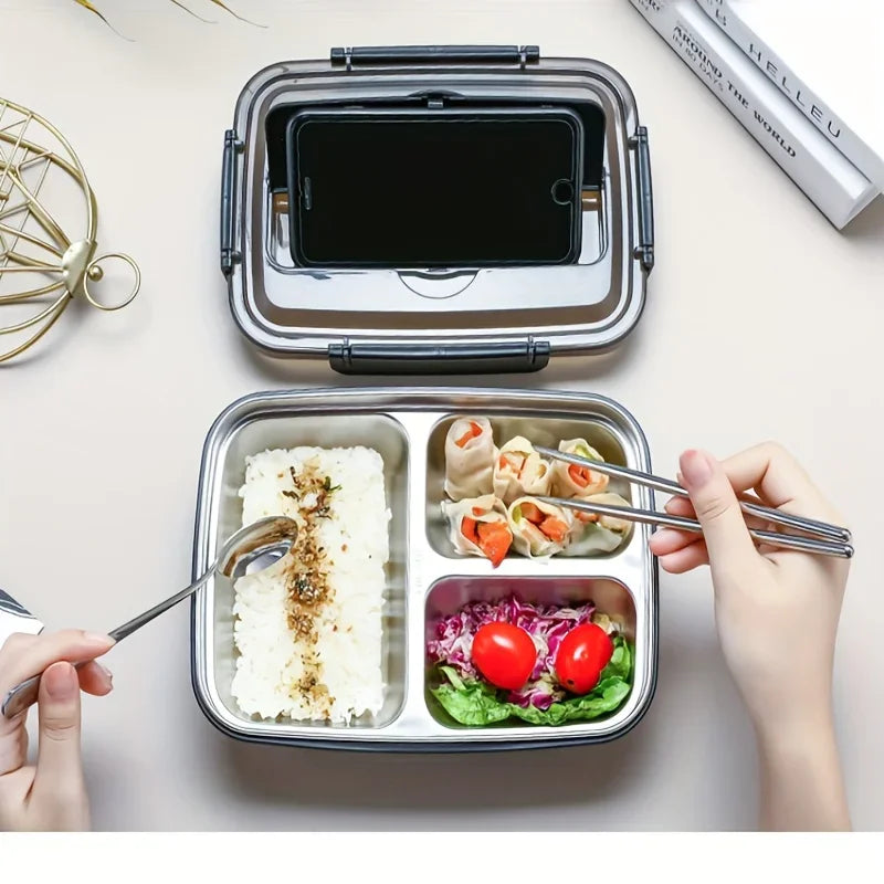 Stainless Steel BentoBox | Leak-Proof Lunch Box with 3 Compartments – Durable & Easy-Clean
