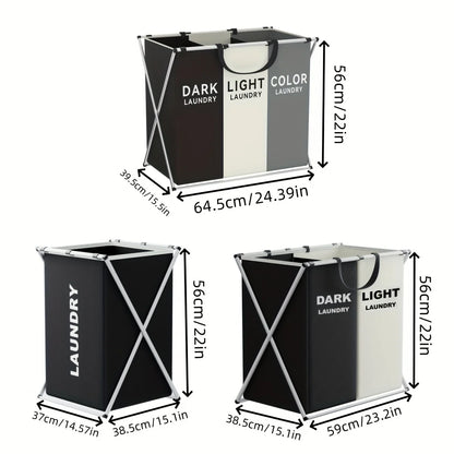 TriSort | Cesto de Roupa Multi-Secção | Cesto Dobrável com Compartimentos