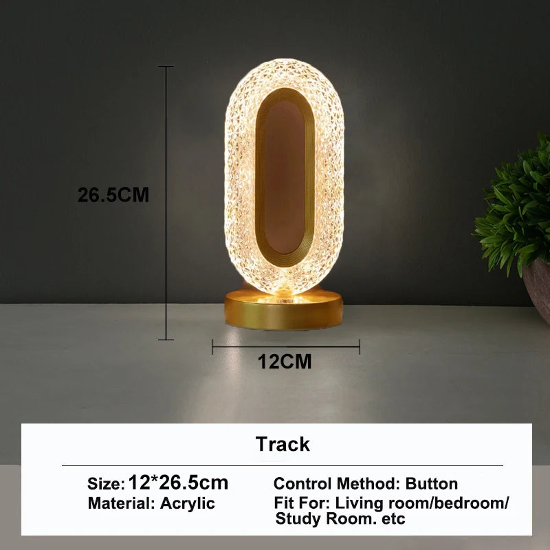 Stellora | Candeeiro Noturno LED 3D de Cristal | Candeeiro Recarregável com Toque e Regulador de Intensidade
