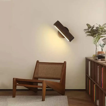 Lampă de perete rotativă | Design japonez din lemn masiv și aluminiu