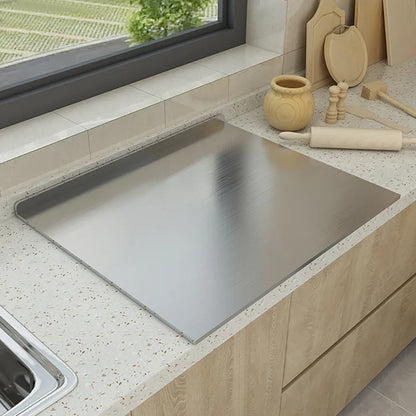 Tábua de Corte em Aço Inoxidável | Painel Dupla Face para Cortar e Amassar – Ferramenta de Cozinha Durável