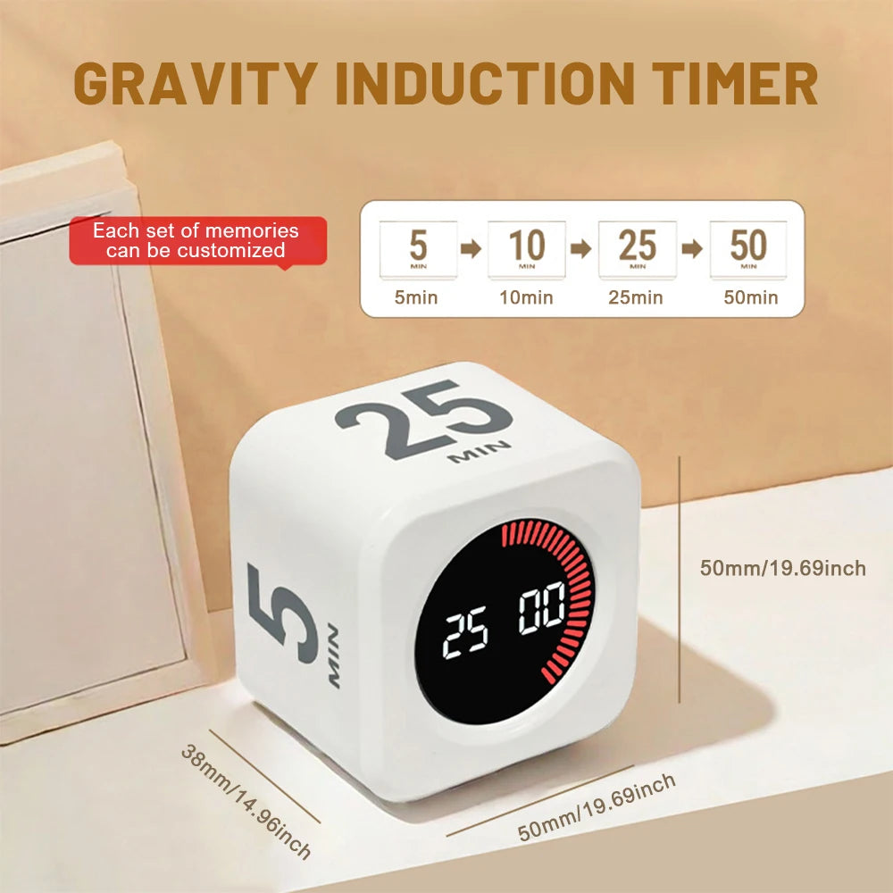 Digital Kitchen Timer | LED Visual Cube with 4 Preset Countdown Options – Cooking, Baking & Meal Prep Timer
