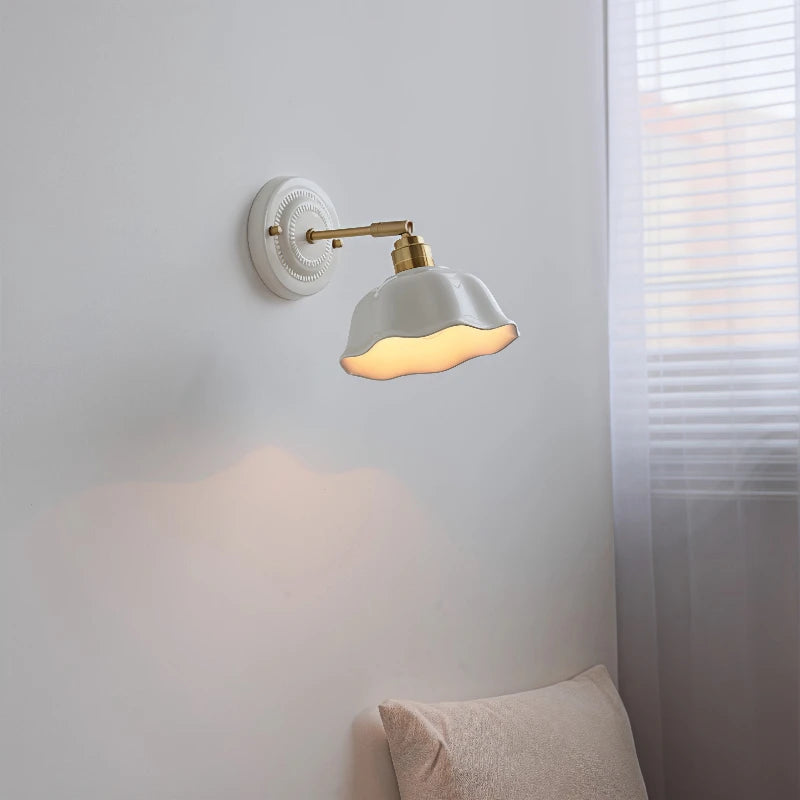 Nordic Cream Ceramic Wall Lamp | Vintage Elegance for Modern Homes