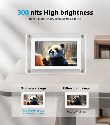 ClearFrame | Cadru Foto Digital din Acril | Ecran IPS Portabil cu Baterie Încorporată