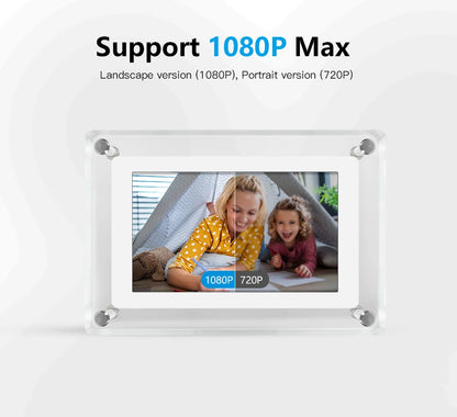 ClearFrame | Cadru Foto Digital din Acril | Ecran IPS Portabil cu Baterie Încorporată