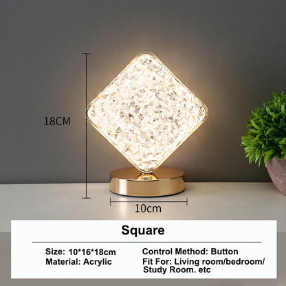 Stellora | Candeeiro Noturno LED 3D de Cristal | Candeeiro Recarregável com Toque e Regulador de Intensidade