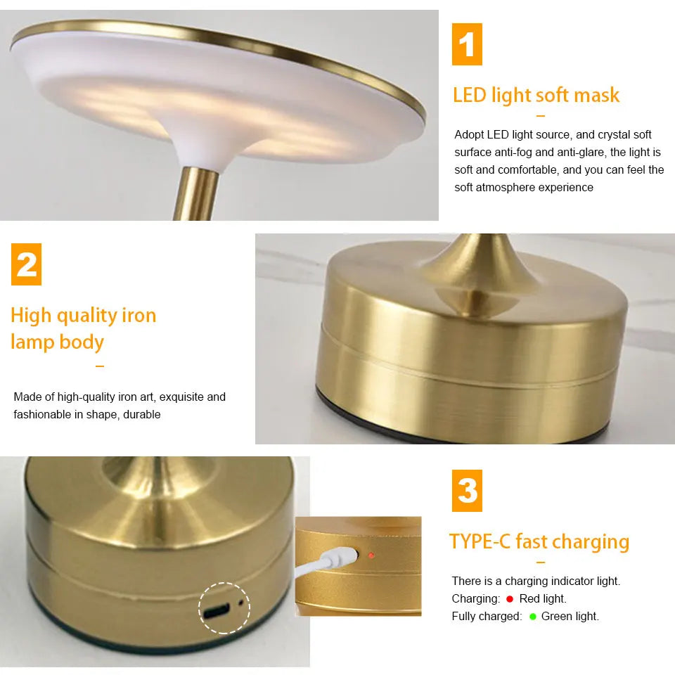 Lumaura | Touch Dimming LED Table Lamp | Rechargeable & Portable