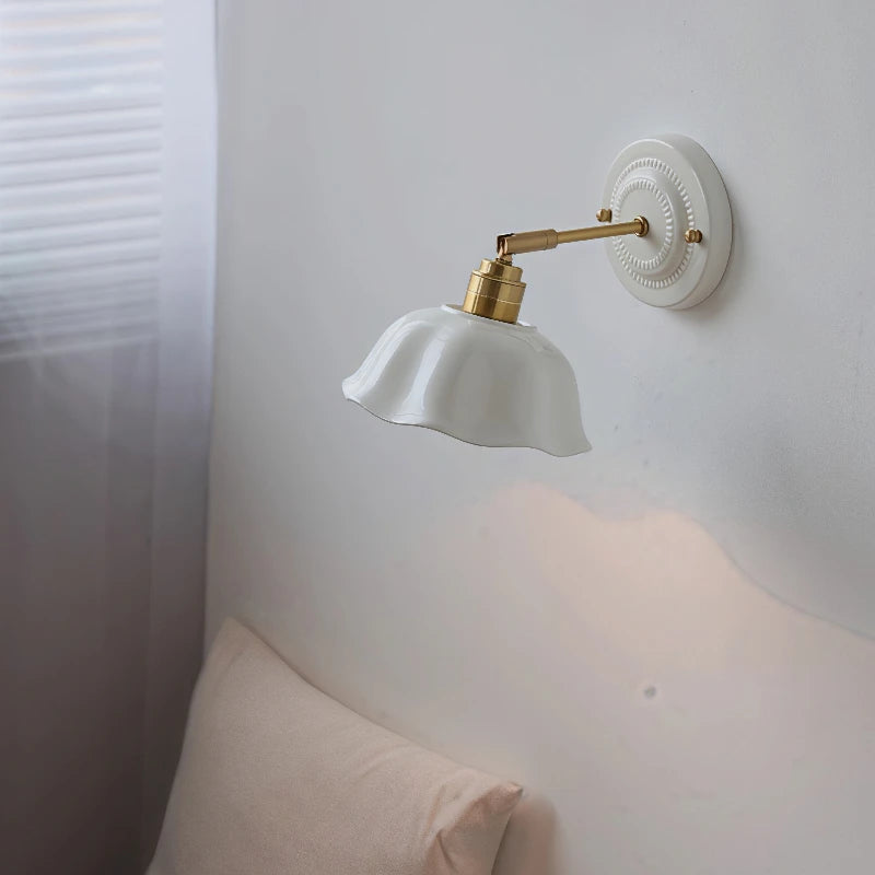 Nordic Cream Ceramic Wall Lamp | Vintage Elegance for Modern Homes