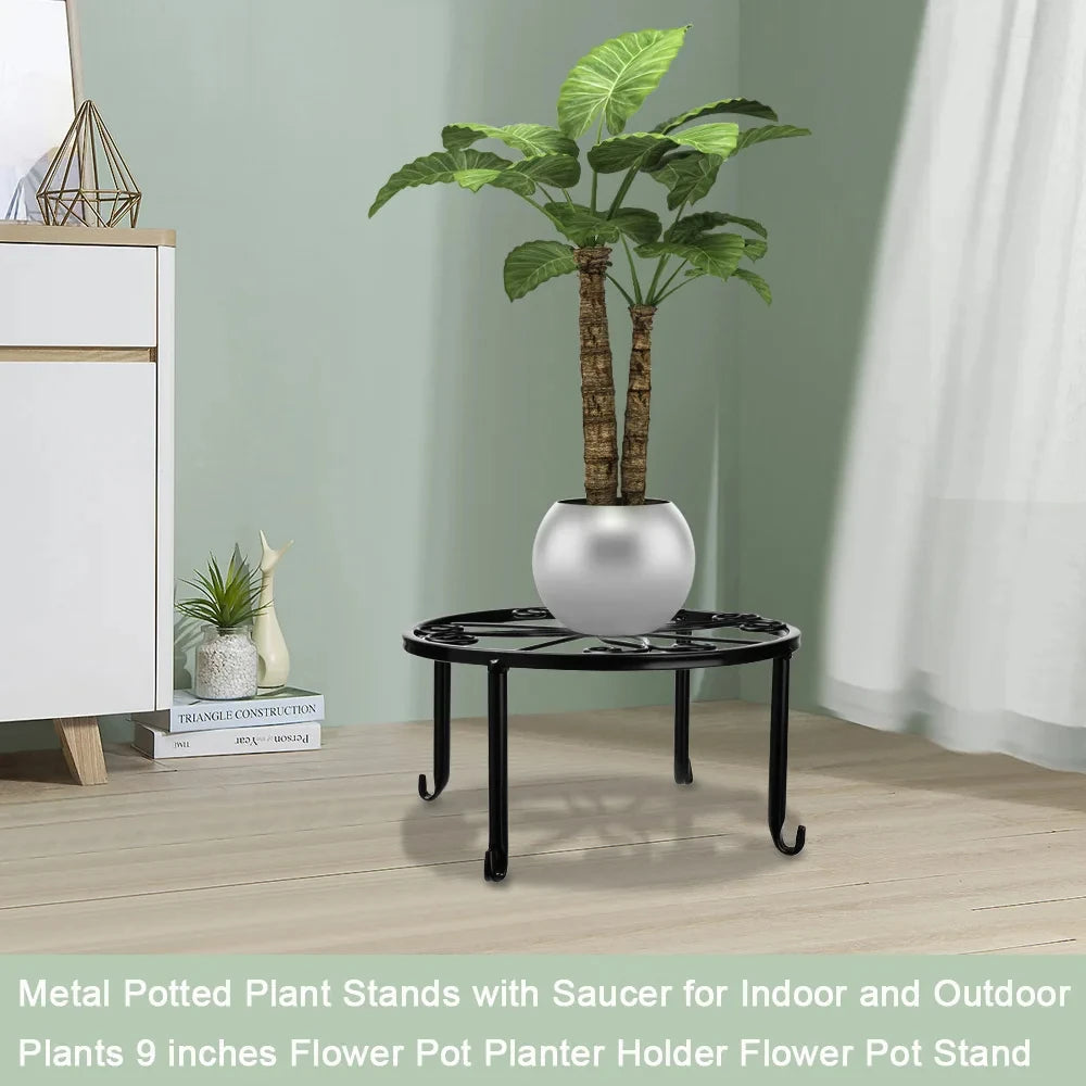 Metal Plant Stand | Round Flower Pot Holder for Indoor & Outdoor Use – Durable Iron Planter Rack