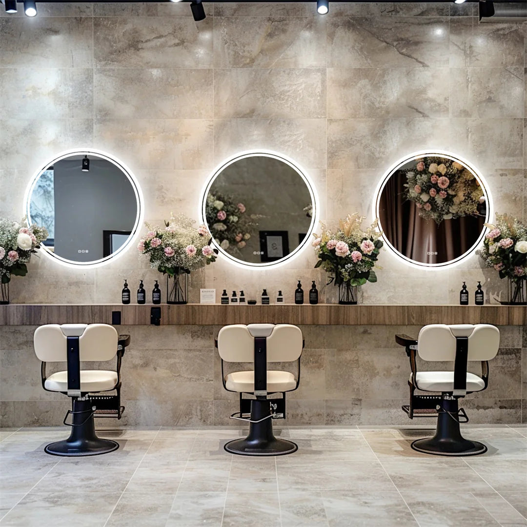 LuvoRound | Round LED Bathroom Mirror | Anti-Fog & Dimmable Touch Screen