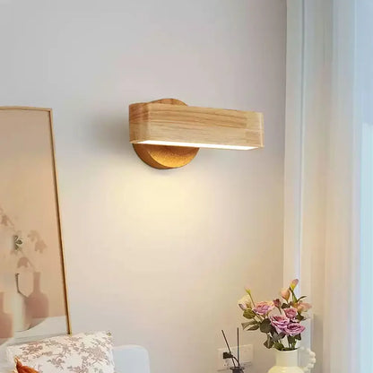 Lampă de perete rotativă | Design japonez din lemn masiv și aluminiu