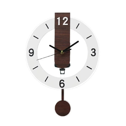 Ceas de perete minimalist cu pendul | Design modern din acril și lemn
