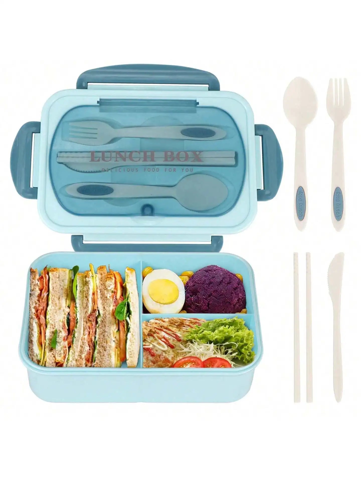 MealMate | Bento Lunch Box with Utensils | 4 Compartments & Leak-Proof Design