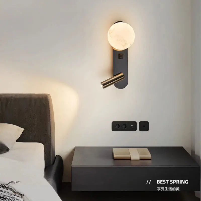 LunarBeam Candeeiro de Parede Duplo | Design Moderno Nórdico para Mesa de Cabeceira