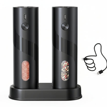 Juego de molinillos eléctricos para sal y pimienta con base de carga recargable por USB ProMax