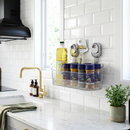 Raft de perete adeziv fără găurire organizator pentru depozitare în bucătărie și baie