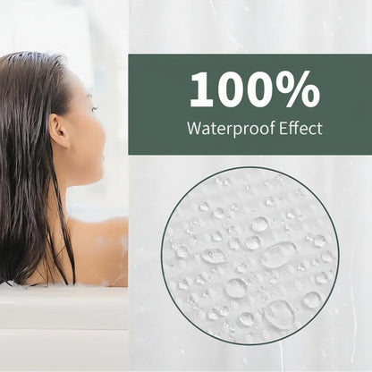 Shower Curtain Waffle Fabric Geometric Double Layer Bathroom Set