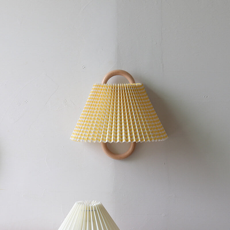 Nordic Wooden Wall Lamp | Minimalist Fabric Shade Sconce